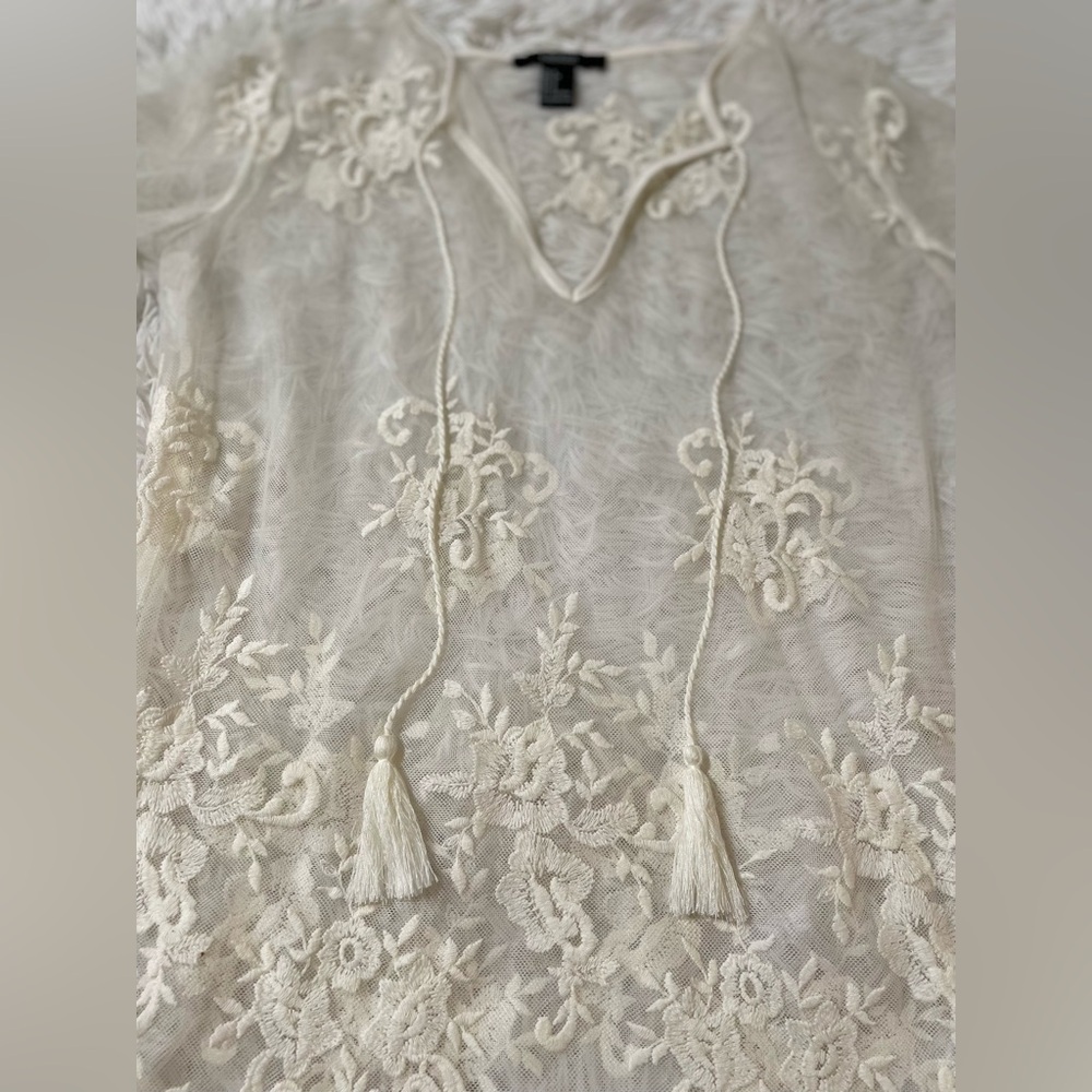 Forever 21 Whimsigoth Y2K Fairy Boho Festival Ethereal Western Resort Lace Top S - Picture 5 of 9
